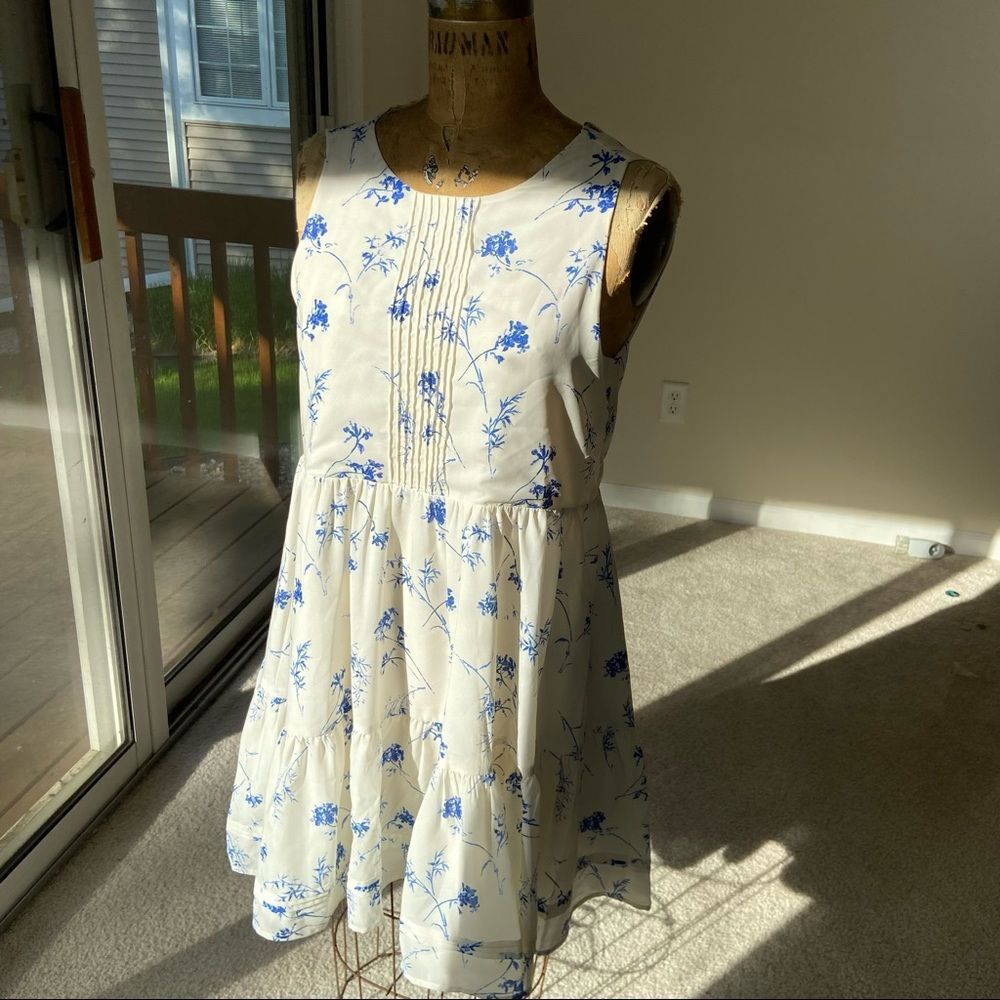 NWOT Lucky Brand Pomegranate Crepe Tiered Midi Dress - Picture 12 of 13